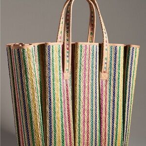 NWT Lorna Murray Pleated Tropez Raffia Tote